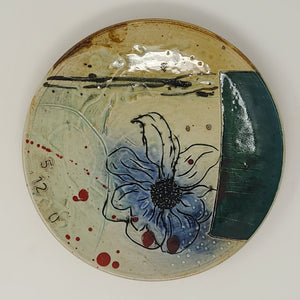 Blue Section Plate with Flower - J22-2A